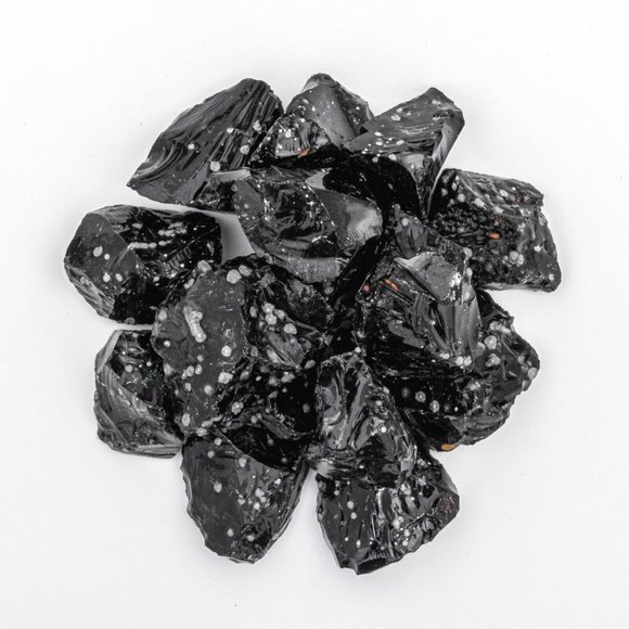 3/4 lb Snowflake Obsidian Gemstone Crystals 10-15 Raw Stones Bulk Rough Gems - Picture 1 of 6